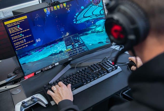 Esports Student playing a computer game